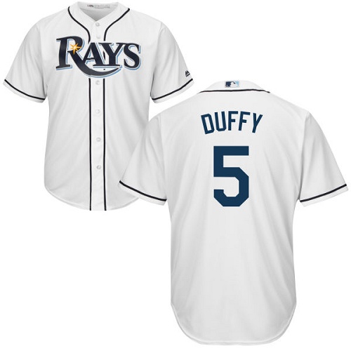 Rays #5 Matt Duffy White Cool Base Stitched Youth MLB Jersey